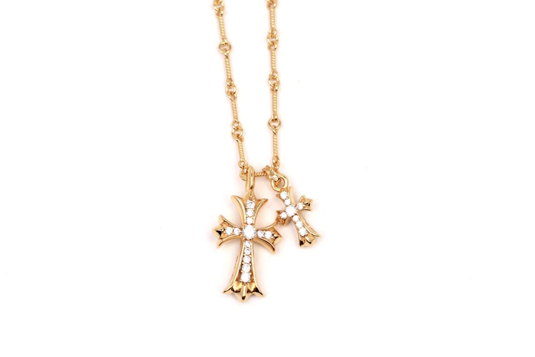 Chrome Hearts Gold Cross Pendant with Diamonds